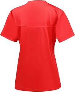 Camiseta Deportiva Atlética para Mujer, Cuello en V, Manga Corta, Ligera, 100% Poliéster, Antibacteriana, Transpirable, con Malla Bordada - Product Image 2