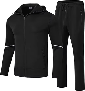 Ensemble de survêtement de jogging pour homme avec logo personnalisé, fermeture éclair technique, chaud, en polaire unie, avec option grande taille pour le sport et l'exercice - Product Image 3