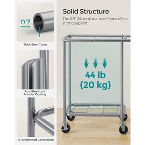 Cesto Portabiancheria con Ruote da 27 Pollici, Telaio in Acciaio, Capacità 37 Galloni (140 L), con Fodera Rimovibile, 2 Sezioni, Ruote Specifiche per Uso Quotidiano - Product Image 5
