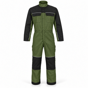 Overol de Trabajo de Algodón de Color Personalizado con Ribete Reflectante, Transpirable, Uniforme de Fábrica Unisex, Dos Tonos, Mangas Largas, Paneles en las Rodillas - Product Image 1