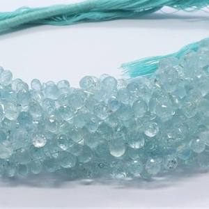 Cuentas de Aguamarina Natural Facetadas en Forma de Lágrima, 5x7 MM, Cuentas de Gemas de Aguamarina Azul Transparente en Forma de Lágrima para Joyería - Product Image 2