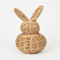 Handgeweven bruine konijnenwicker ronde mandje, milieuvriendelijk mini natuurlijk rotan Scandinavisch schattig dienblad voor fruit en brood