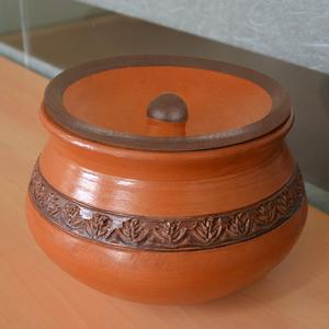 Pot en terre cuite fait main avec couvercle, motif végétal marron, décoration décorative pour la maison, thème nature - Product Image 3