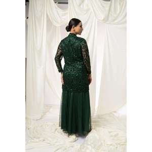 Premium Womens Mermaid Evening Gown | <b>Jacket</b> Pant Set | Luxury <b>Sequin</b> Beading | Embroidery Natural Fit Wedding Party Formal Wear - Product Image 2
