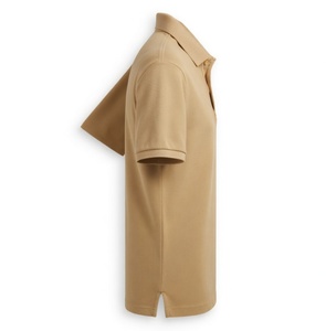 Camisa de Hombre Personalizada de Algodón Piqué, Color Caqui Sólido, Manga Corta, Corte Ajustado, Transpirable, Informal, para Golf, Tenis, Trabajo, Uniforme - Product Image 2