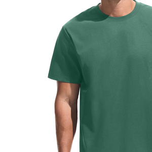 Camiseta Casual de Manga Corta para Hombre, Cuello Redondo, Corte Regular, Color Sólido Verde, Material de Jersey de Algodón Tejido - Product Image 3