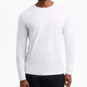 T-shirts pour hommes en polyester/coton de haute qualité, couleur unie, coupe ample, manches longues, personnalisables, style streetwear, anti-UV - Product Image 5