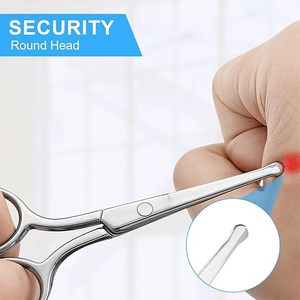 Ciseaux professionnels pour poils du nez en acier inoxydable, pointe arrondie de précision, outil de beauté pour la coupe des poils du visage - Product Image 4