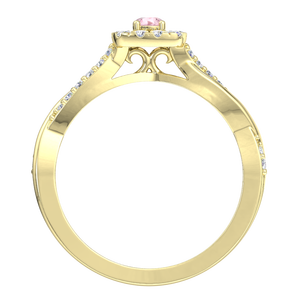 925 Sterling Silver Gold Plated <b>Pink</b> Morganite CZ Halo Ring Twisted Infinity Band Engagement Ring Fine Jewelry for Women - Product Image 2