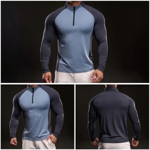 Camiseta Deportiva de Secado Rápido para Hombre, Manga Larga, Media Cremallera, Transpirable, para Correr, Entrenamiento, Fitness - Product Image 4