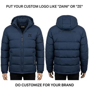 Chaqueta Acolchada de Invierno Premium 100% Poliéster Ripstop 115 GSM, Azul Marino, Construcción de Paneles, Logotipo Personalizado con Bordado e Impresión - Product Image 1