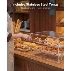 ตู้โชว์เบเกอรี่แบบตั้งโต๊ะ 2 ชั้น สำหรับใช้ในเชิงพาณิชย์ ทำจากอะคริลิกใส เหมาะสำหรับใส่เค้กและขนมปัง ใช้ในบ้านหรืองานเลี้ยง - Product Image 6