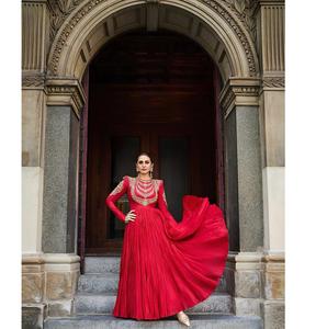 Vestido Anarkali de Georgette Sintética con Forro Interior Cómodo y Conjunto de Dupatta, Vestido Anarkali para Fiesta, para Exportación - Product Image 1