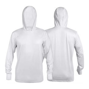 Hoodie unisexe blanc à manches longues UPF 50 anti-UV, chemise de pêche, haut pour adulte, pull-over uni en polyester - Product Image 1
