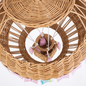 Decoración de Pared de Globo Aerostático de Mimbre Rosa, Adorno Colgante Hecho a Mano para Dormitorio Infantil y Cuarto de Bebé - Product Image 2