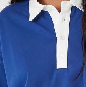 Camisetas Cortas Personalizadas para Mujer, de Color Sólido, Manga Corta, con Cuello Camisero, Top Informal de Punto para Verano - Product Image 3