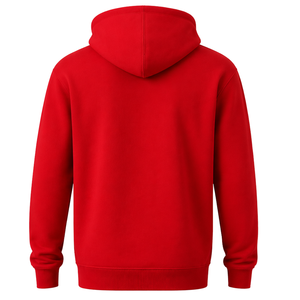 Men’s Custom <b>Red</b> Pullover Hoodie Long Sleeve Regular Fit Fleece Sweatshirt with Drawstring Hood Kangaroo Pocket Streetwear - Product Image 2