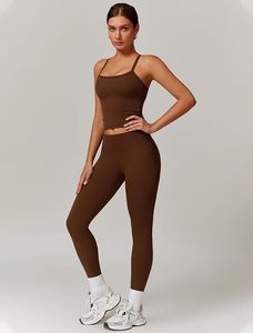 Brown High Waist Seamless Leggings Full Length Stretch Yoga Pants Sporty <b>Tummy</b> <b>Control</b> Shapewear - Product Image 1