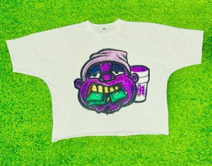 Camiseta Oversize de Algodón Pesado con Estampado Gráfico Personalizado de Alta Calidad y Bajo Asimétrico para Streetwear al por Mayor - Product Image 6