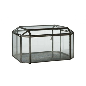 Transparent Glass Jewelry <b>Box</b> with Metal Frame Set 4 Storage Organizer for <b>Earrings</b> and Accessories Modern Geometric Design - Product Image 4