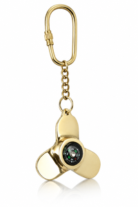 Premium Brass Nautical Compass Fan <b>Key</b> Chain Marine Propeller <b>Key</b> Holder for Sailors Travelers and Adventure Enthusiasts - Product Image 1