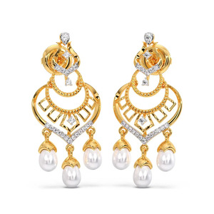 Royal Chandelier <b>Diamond</b> Drop <b>Earrings</b> with Triple White Stone <b>Dangles</b> - Product Image 1