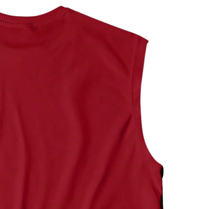 <b>Mens</b> Red Sleeveless <b>Knitted</b> <b>Tank</b> <b>Top</b> Casual Muscle Shirt Neck Regular Fit Summer Gym Training Sportswear 100% Cotton OEM - Product Image 3