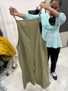 Wholesale Olive Green SOLID <strong>Dungaree</strong> Jumpsuit Square Neck Sleeveless Adjustable Straps Casual <strong>Women's</strong> Wear Pockets Wide Leg - Product Image 1