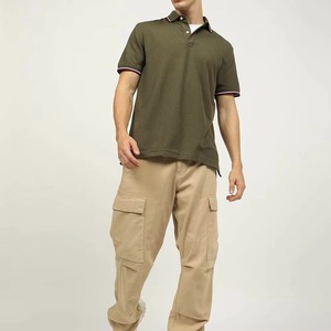<b>Mens</b> Olive <b>Green</b> Short Sleeve for <b>Shirt</b> Solid Color Casual Wear Regular Fit Cotton Knitted Breathable Design Customize Golf - Product Image 1