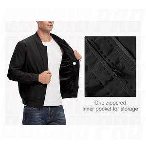 เสื้อแจ็คเก็ตบอมเบอร์น้ำหนักเบาสำหรับผู้ชาย สวมใส่สบายๆ ในฤดูใบไม้ผลิและฤดูใบไม้ร่วง เสื้อกันลมแบบมีซิป มีกระเป๋า ดีไซน์ทันสมัย เหมาะสำหรับกิจกรรมกลางแจ้งและสวมใส่ในชีวิตประจำวัน - Product Image 4
