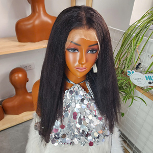 <b>Cheap</b> Wholesale Kinky Yaki Straight Glueless for <b>Wig</b> Vietnamese Virgin Human Hair Transparent HD Small Long - Product Image 4