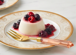 Ensemble de couverts dorés avec manche en résine rose pâle, tête en acier inoxydable doré, vaisselle élégante pour mariage, usage domestique et restaurant - Product Image 6