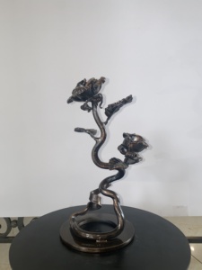 Support de bougie en fer forgé KHP, sculpture décorative, style élégant, finition peinte, accessoires de clôture - Product Image 3