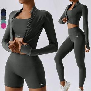 Nuevo Conjunto de Yoga de 2 Piezas para Mujer, con Logotipo Frontal, Cintura Alta, Sin Costuras, Ajuste Delgado, Transpirable, de Secado Rápido, Spandex/Nylon, Personalizable - Product Image 3