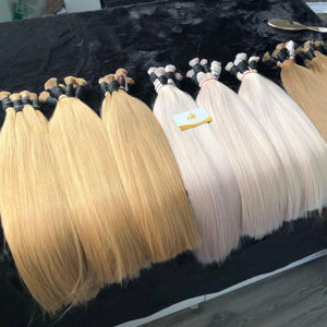 Extensiones de Cabello Remy Hechas en Vietnam, Doble Trama, Virgen, Sedoso, Liso, Ondulado, Rubio, Alta Calidad, 100% de un Solo Donante, Decoloración - Product Image 1
