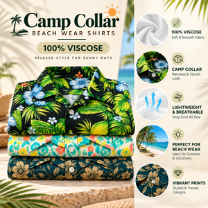 Camisas de Playa Modernas para Hombre, 100% Viscosa, Cuello Camp Collar, Manga Corta, Estampado Tropical Hawaiano, Ropa Casual de Verano para Vacaciones, Venta al Por Mayor - Product Image 5