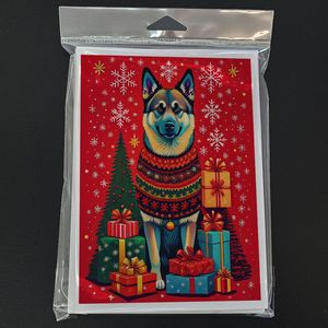 Norwegian Elkhound Whimsical A7 Tamaño 5x7 Tarjetas de felicitación de notas en blanco Paquete de tarjetas de Navidad de vacaciones 8 con sobres Tarjetas en blanco - Product Image 3