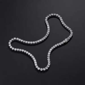 Collar de tenis de lujo con forma de diamante para hombre y mujer, con circonita cúbica de corte redondo, chapado en plata, cadena de joyería. - Product Image 2