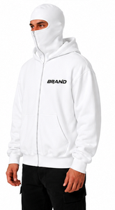 Sudadera con capucha para hombre, con logo estampado en la parte delantera, cierre completo con cremallera, forro polar, informal, para invierno, corte regular, color liso. - Product Image 4