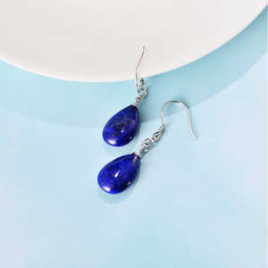 Pendientes de Cadena con Forma de Gota de Agua de Lapislázuli Vintage para Mujer, para Regalos de Fiesta - Product Image 4