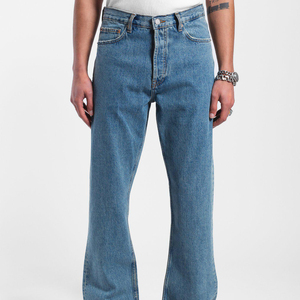 Jeans Retro para Hombre, Corte Bootcut, Desgastados, Azules, Cintura Media-Alta, Ajuste Holgado, Denim Lavado a la Piedra, Fabricación Personalizada - Product Image 4