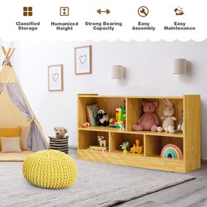 Organizzatore per armadietti giocattolo in legno a 2 scaffali e 5 cubi libreria per bambini - Product Image 2