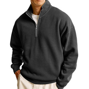 Sweat-shirt à col montant pour homme, couleur unie, en molleton, coupe classique, décontracté, pour l'automne - Product Image 1