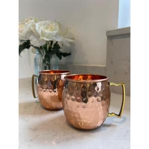 Mugs en cuivre de haute qualité avec poignée en laiton, design martelé, mugs Moscow Mule pour fêtes, fournitures pour événements, ensembles de mugs personnalisables - Product Image 1