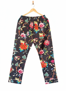 Conjunto de Pijama de Mujer con Rayas Verticales Florales, Ropa de Dormir de Algodón, Elegante Traje de Noche a Rayas, Camisa y Pantalones de Secado Rápido, Largo Completo - Product Image 4