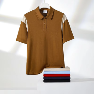 Polo de Hombre con Bloques de Color, Manga Corta, Tejido, Diseño Sólido Informal, Cierre de Botones, Corte Regular - Product Image 1