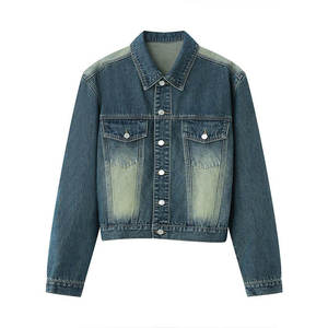 Factory Custom High Quality Street Wear Button Dirty Distress <b>Rhinestone</b> Washed Fashion Design Denim <b>Jacket</b> for Men - Product Image 2