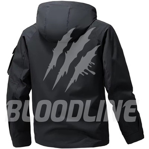 Veste imperméable vert lime avec imprimé éclair, design à capuche, vêtements d'extérieur pour homme, veste à manches longues pour l'hiver - Product Image 3