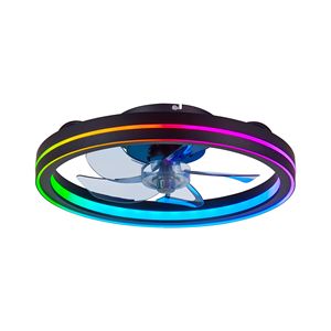 Modern Bladeless LED <b>Ceiling</b> Fan with RGB <b>Lights</b> Low Profile <b>Remote</b>-<b>controlled</b> Flush Mount Modern LED Fande - Product Image 1