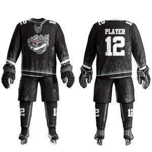 Custom Sublimated <b>Black</b> Ice Hockey Clothing Set Includes Jersey and <b>Shorts</b> - Product Image 1